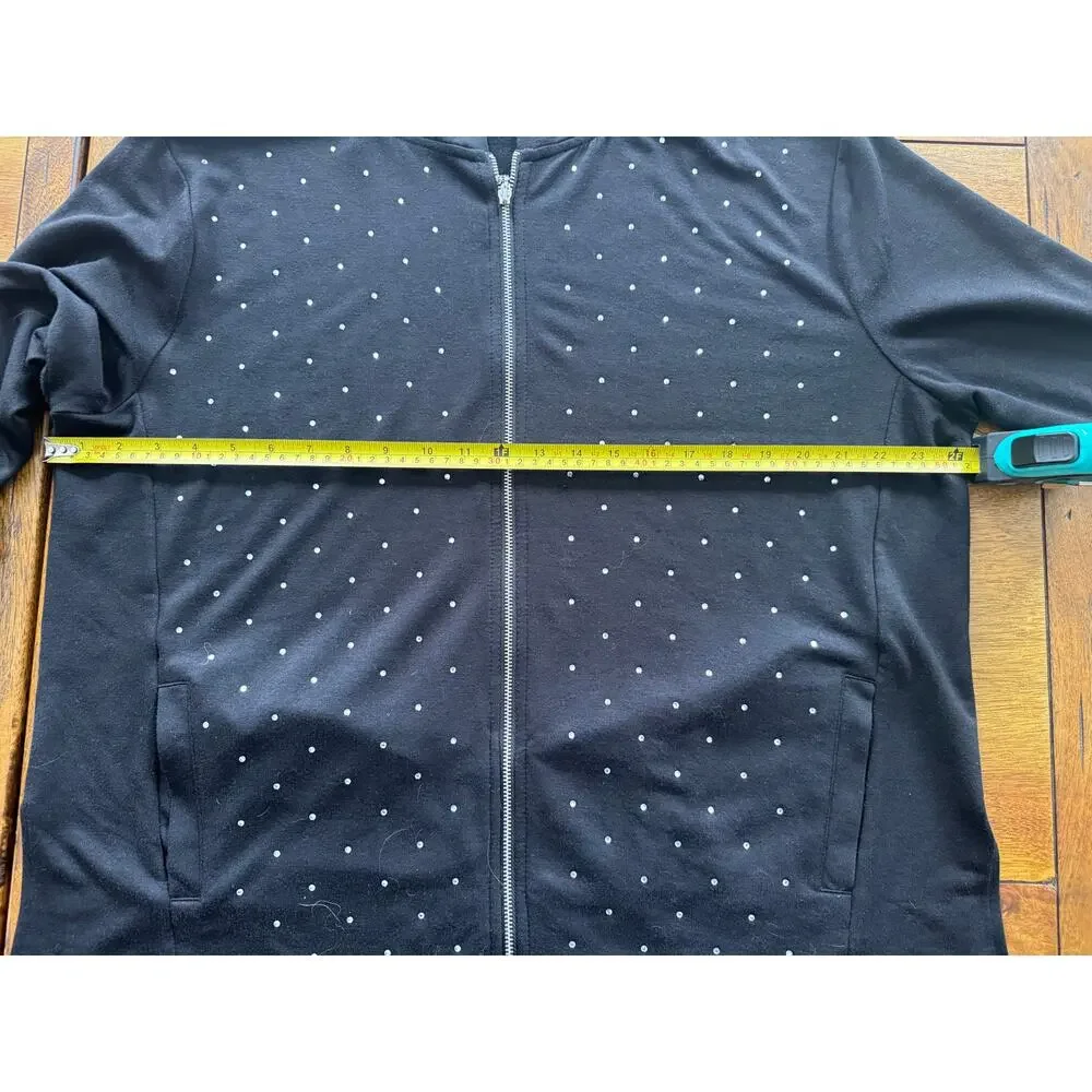 NWT Juicy Couture Black Rhinestone Zip Hoodie XL Hi Low Hem Y2K - Picture 6 of 11